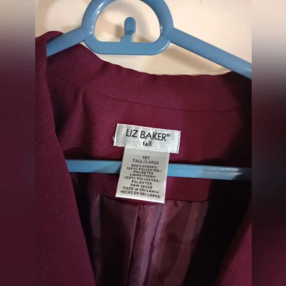 Liz Baker 16 tall women's suit jacket/blazer purple